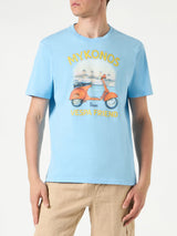 Man cotton t-shirt with Mykonos Vespa print | VESPA® SPECIAL EDITION