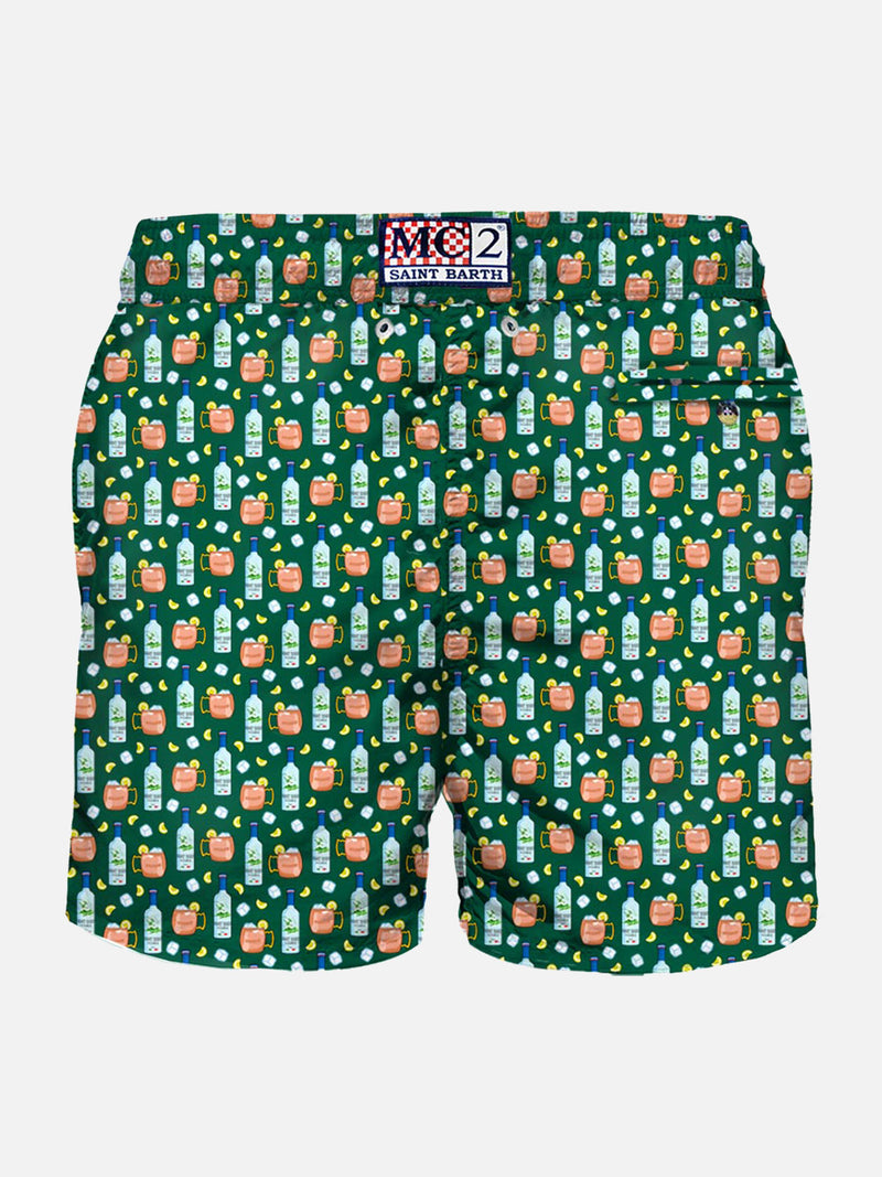 Light fabric man swim shorts vodka mule print