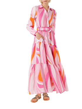 Multicolor shape wave dress Marbella with embroideries