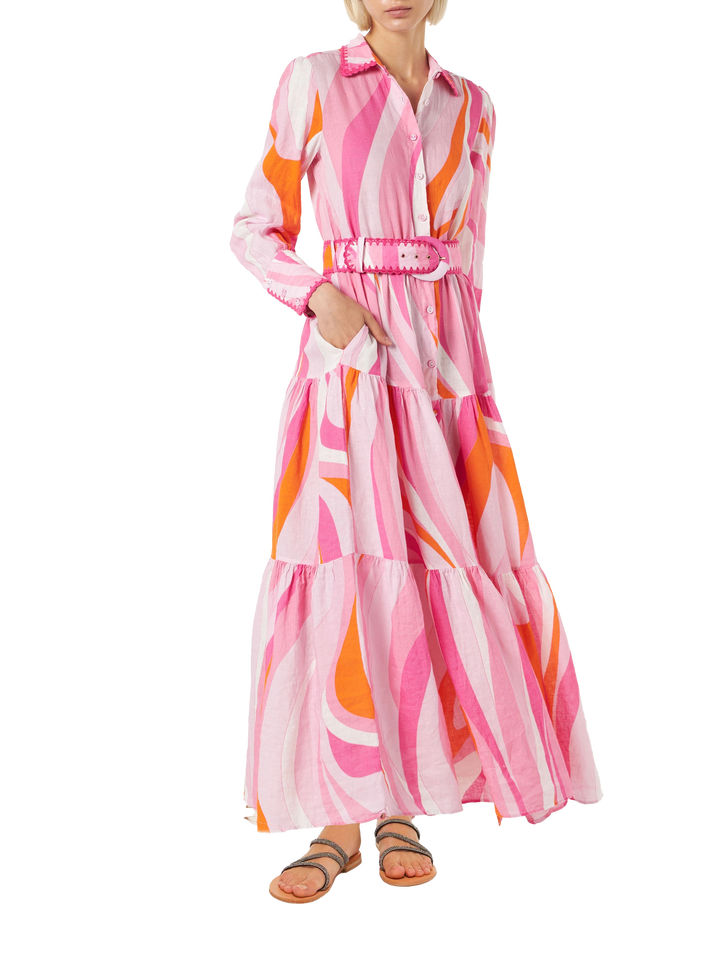 Multicolor shape wave dress Marbella with embroideries