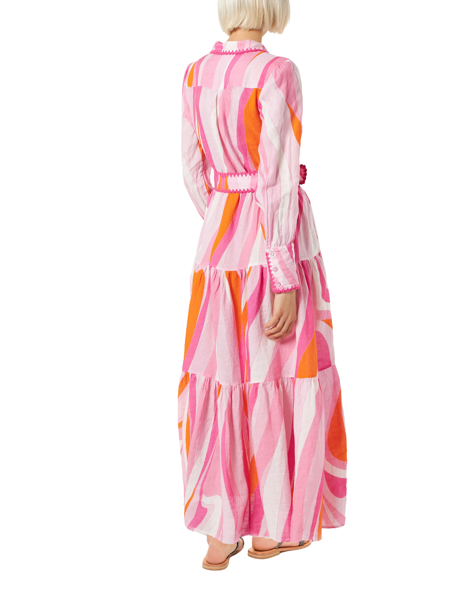 Multicolor shape wave dress Marbella with embroideries