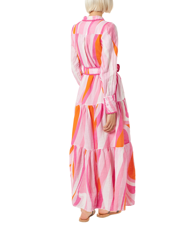 Multicolor shape wave dress Marbella with embroideries