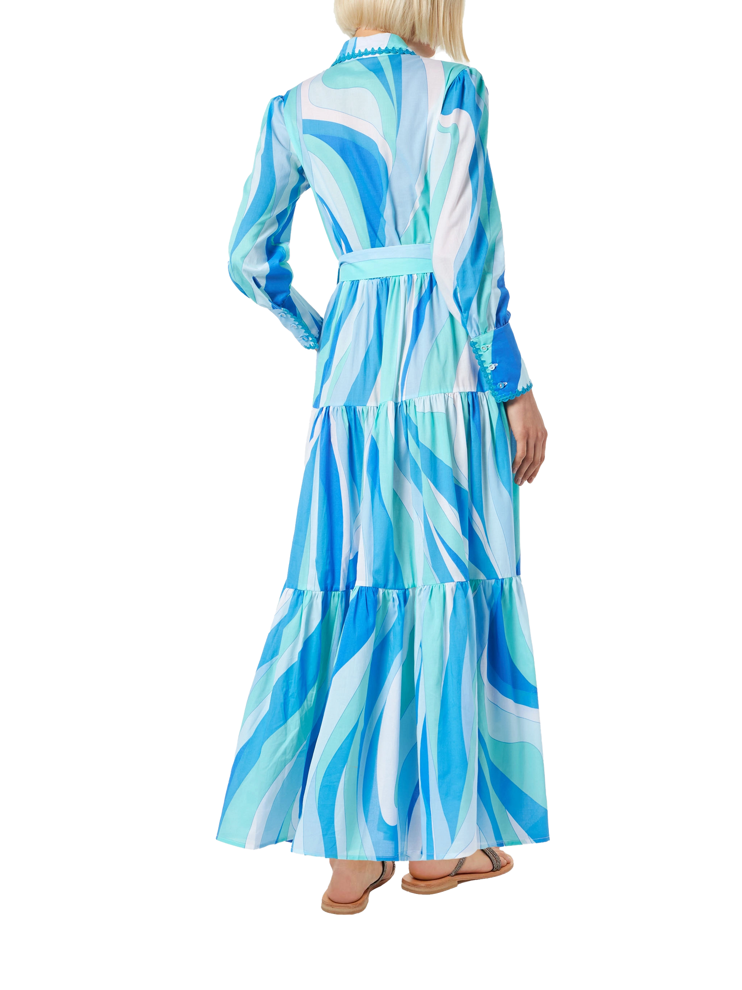 Woman long dress Jensen with wave print