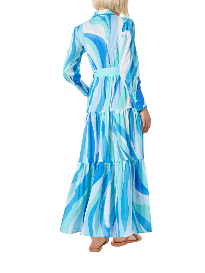 Woman long dress Jensen with wave print