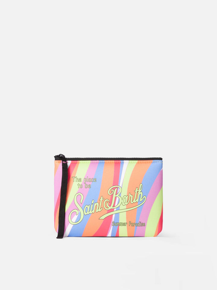 Aline Scuba-Pochette mit mehrfarbigem Wellendruck