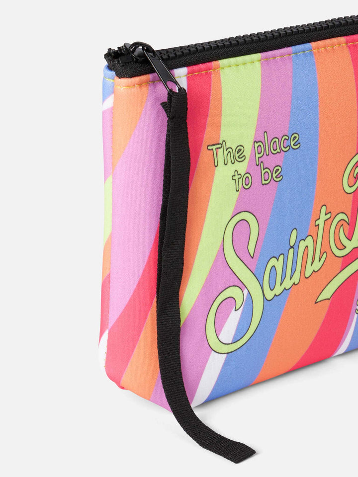 Aline Scuba-Pochette mit mehrfarbigem Wellendruck