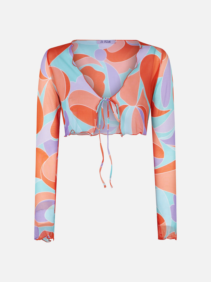 Wave tulle Elinor crop cardigan