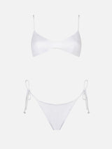 Woman white bralette bikini