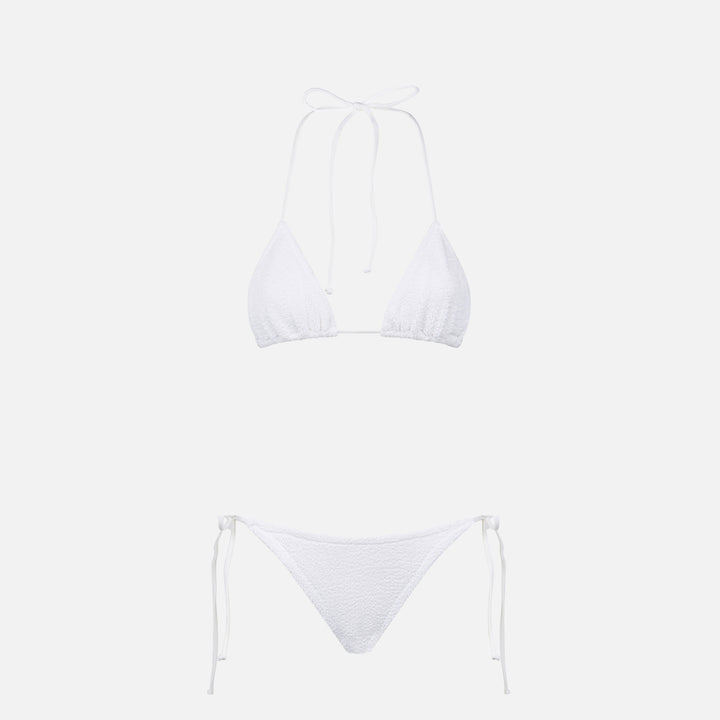 Bikini da donna a triangolo bianco crinkle