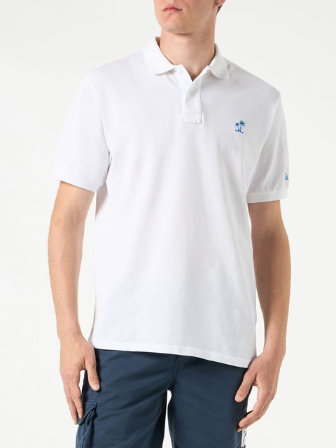 White piquet polo with St. Barth logo with vintage effect - MC2 Saint Barth