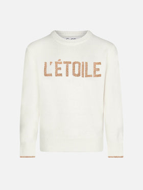 gIRL White sweater with L'Étoile lurex print