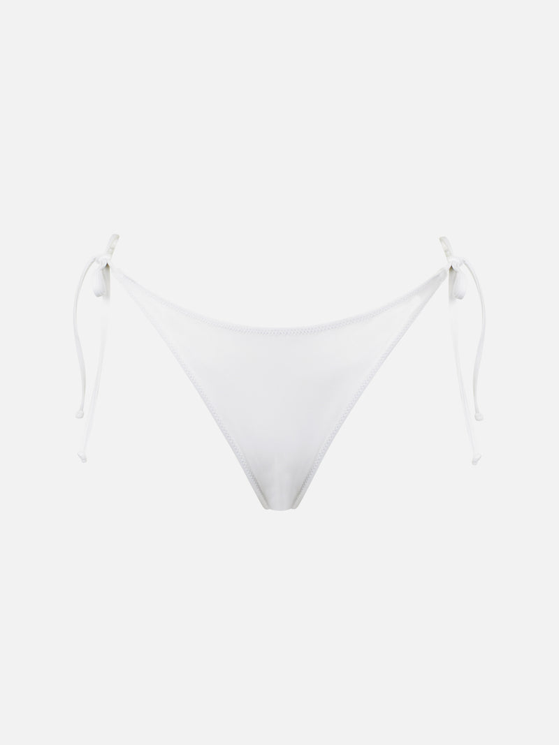 Woman white swim briefs