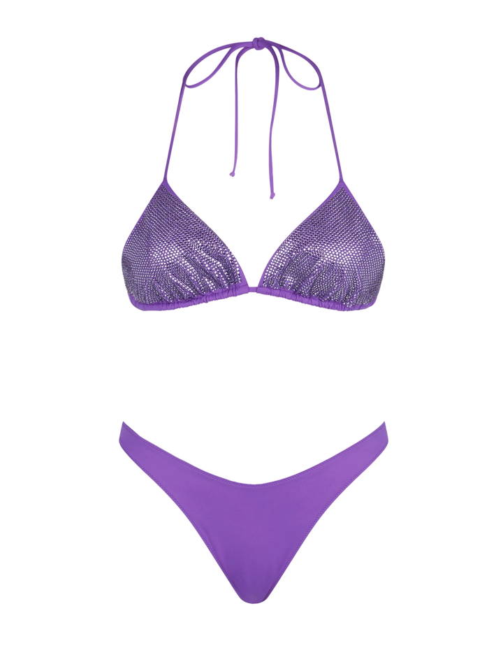 Woman triangle bikini with rhinestones