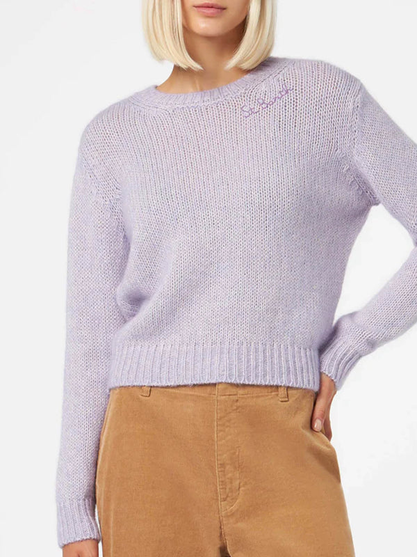 Woman lilac cashmere blend soft sweater New Queen