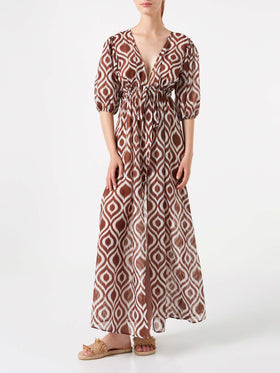 Cotton and silk long beach dress Bliss with ikat print - MC2 Saint Barth