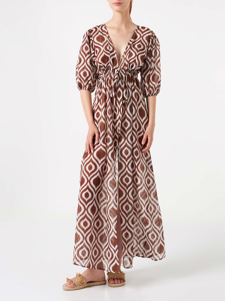 Cotton and silk long beach dress Bliss with ikat print - MC2 Saint Barth