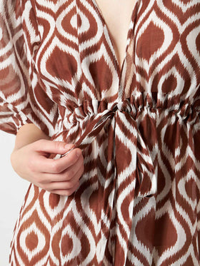 Cotton and silk long beach dress Bliss with ikat print - MC2 Saint Barth