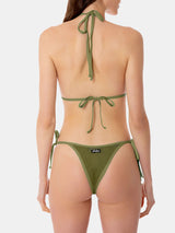 Costume da bagno da donna a triangolo crinkle verde bosco