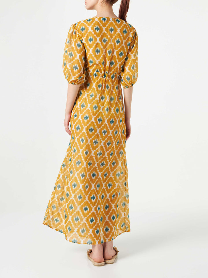 Cotton and silk long dress Bliss with geometric print - MC2 Saint Barth