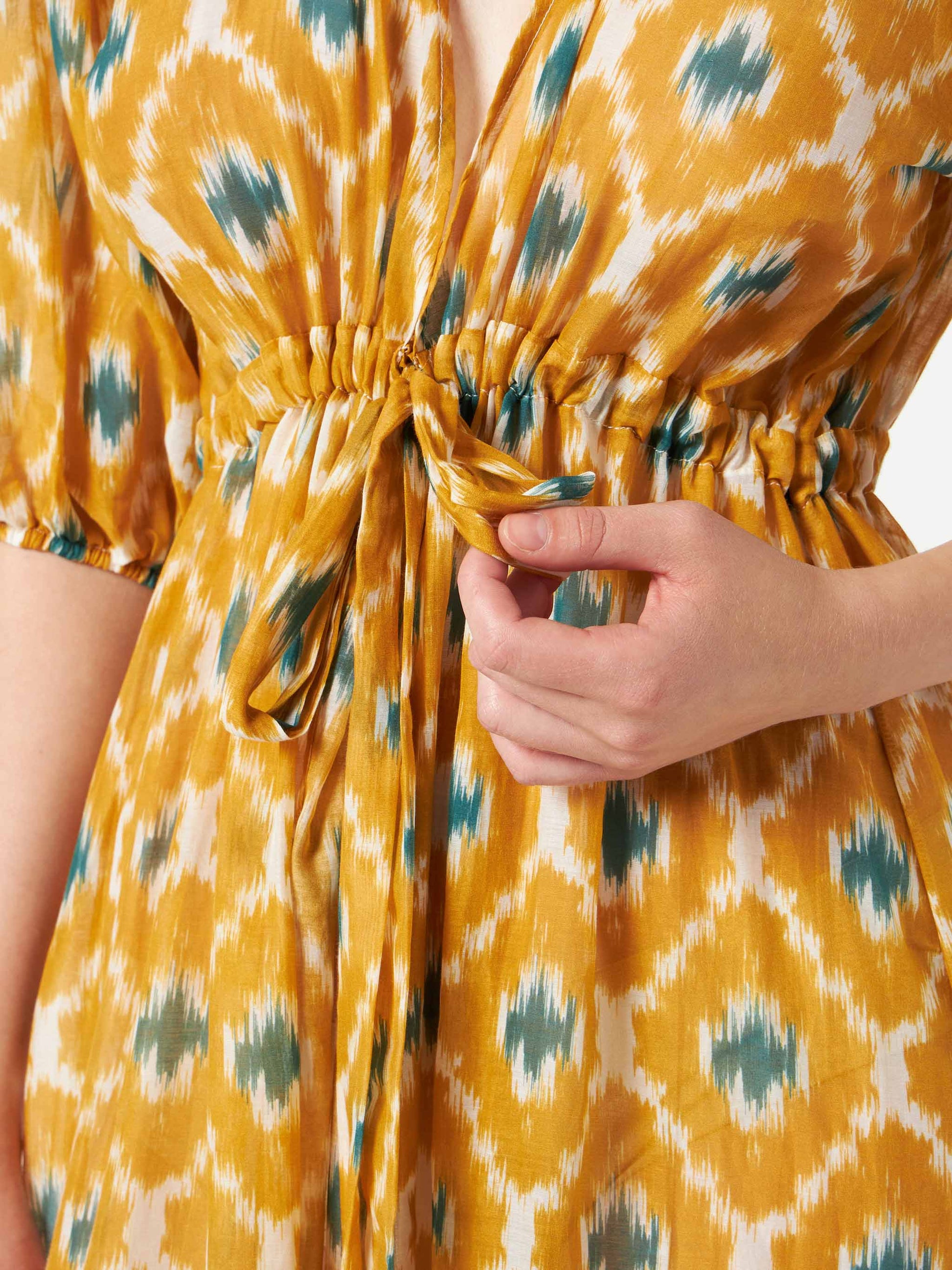 Cotton and silk long dress Bliss with geometric print - MC2 Saint Barth
