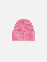 Girl pink mouliné beanie with Saint Barth embroidery