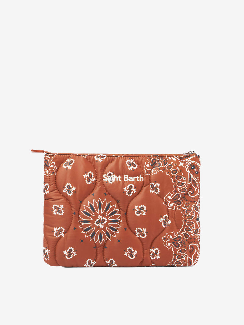 Puffer pochette with bandanna print