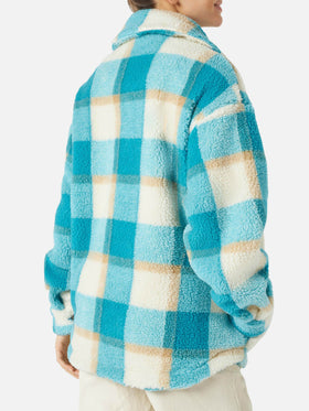 Sovracamicia da donna in sherpa con fantasia tartan