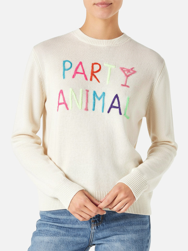 Woman sweater with Party Animal embroidery