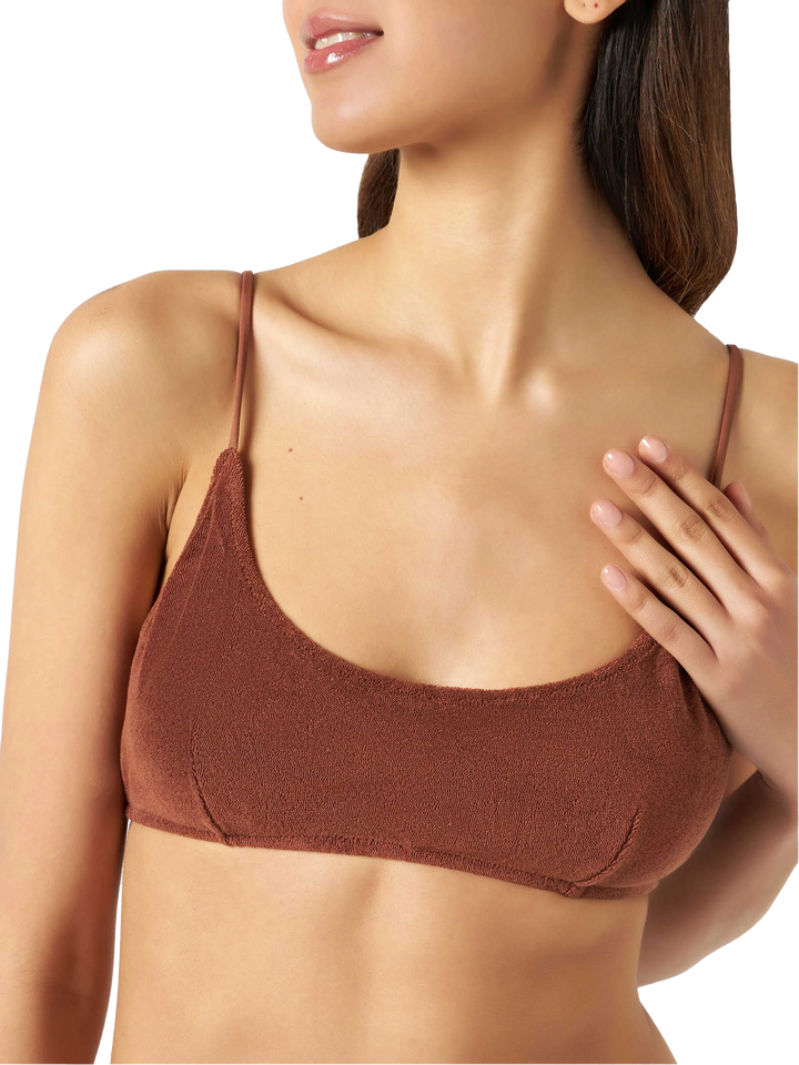 Costume da bagno bralette in spugna marrone
