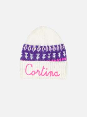 Woman ultra soft beanie with nordic jacquard
