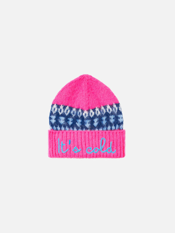 Woman soft beanie with nordic jacquard print