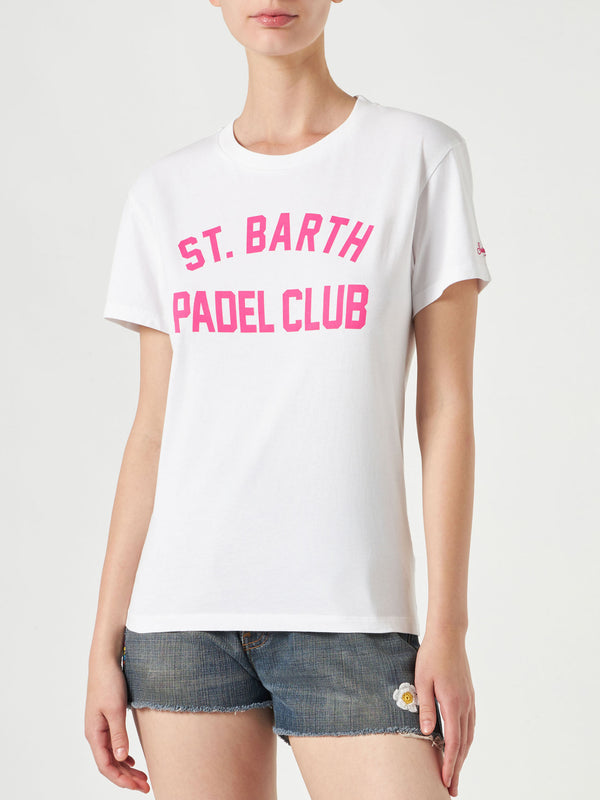 Woman cotton t-shirt with St. Barth Padel Club print