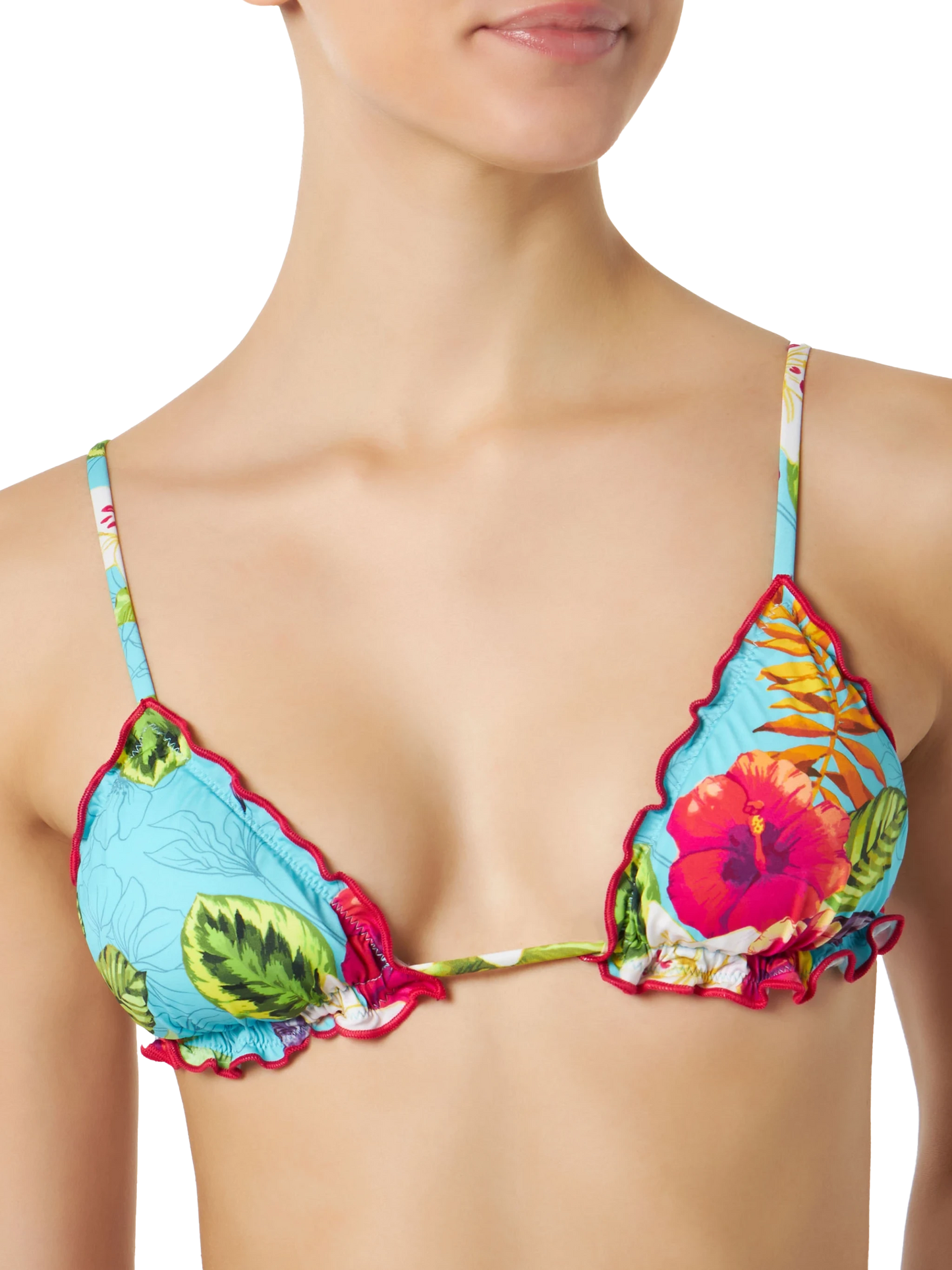 Bikini da donna a triangolo con stampa Ibiscus