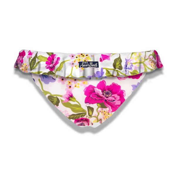 Girl ruffled swim briefs with flower print