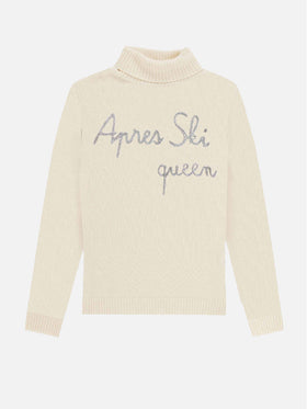 Woman turtleneck sweater Apres Ski lurex embroidery