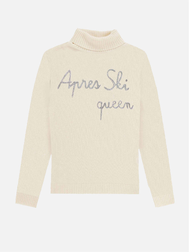 Woman turtleneck sweater Apres Ski lurex embroidery