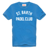 T-shirt da uomo in cotone trattamento vintage con stampa St. Barth Padel Club