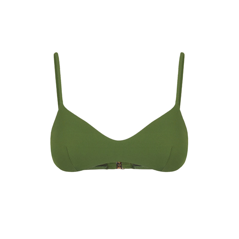 Bralette mit geripptem Oberteil in Militärgrün