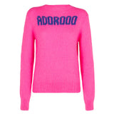 Maglione da donna garzato rosa fluo con stampa Adorooo