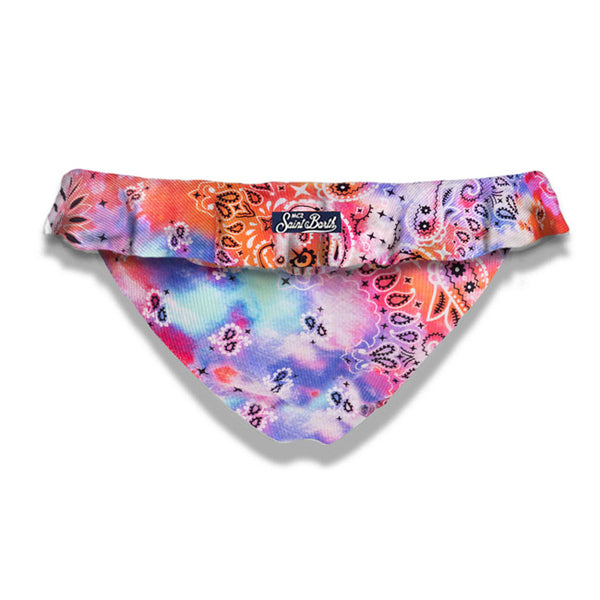 Costume da bagno da bambina con volant e stampa bandana