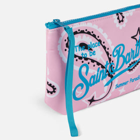Aline Scuba-Pochette mit rosa Paisley-Print