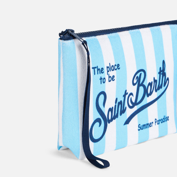 Pochette Aline in spugna con stampa Saint Barth