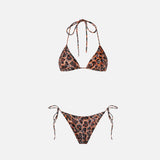 Damen-Triangel-Bikini mit Leo-Kopftuch-Print