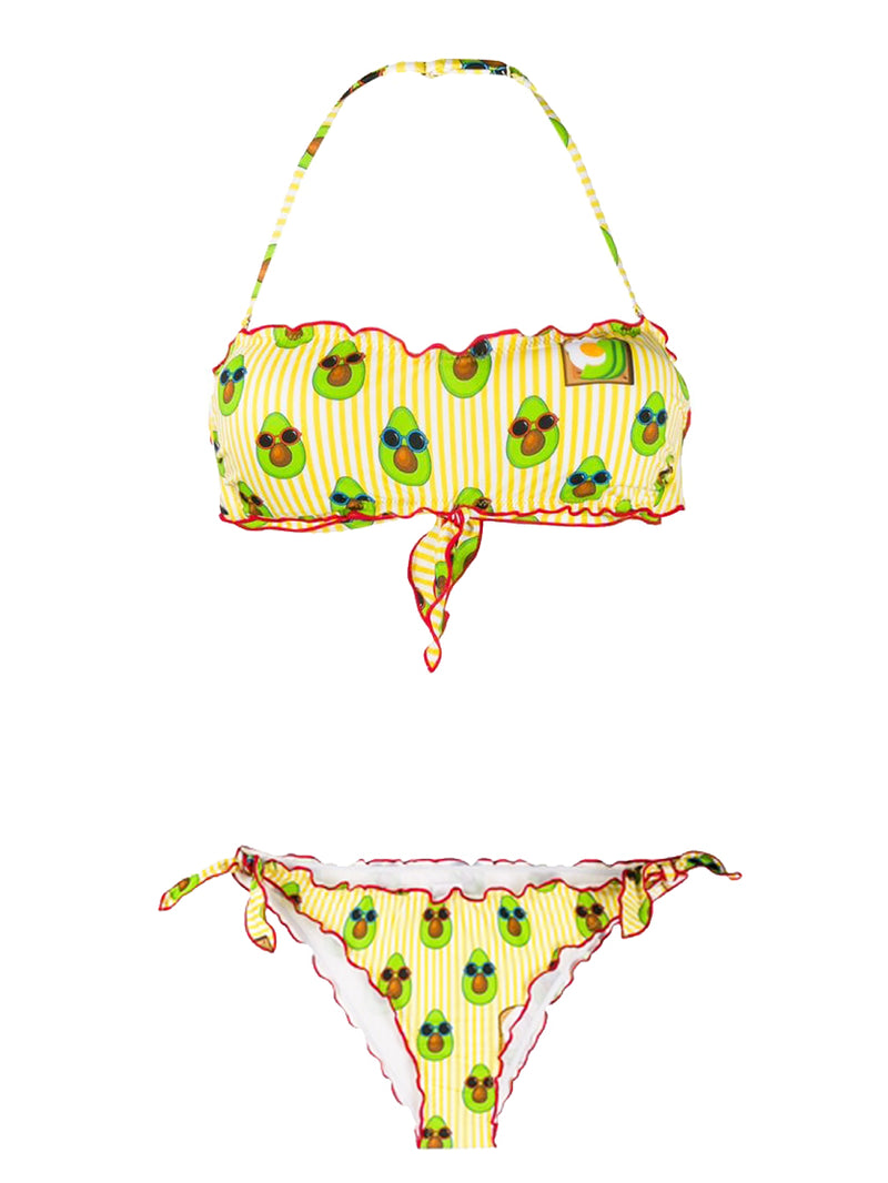 Bikini da donna a fascia con stampa avocado