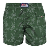 Green embroidered swim shorts