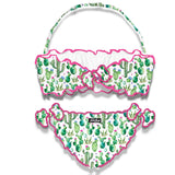 Girl bandeau bikini with cactus print