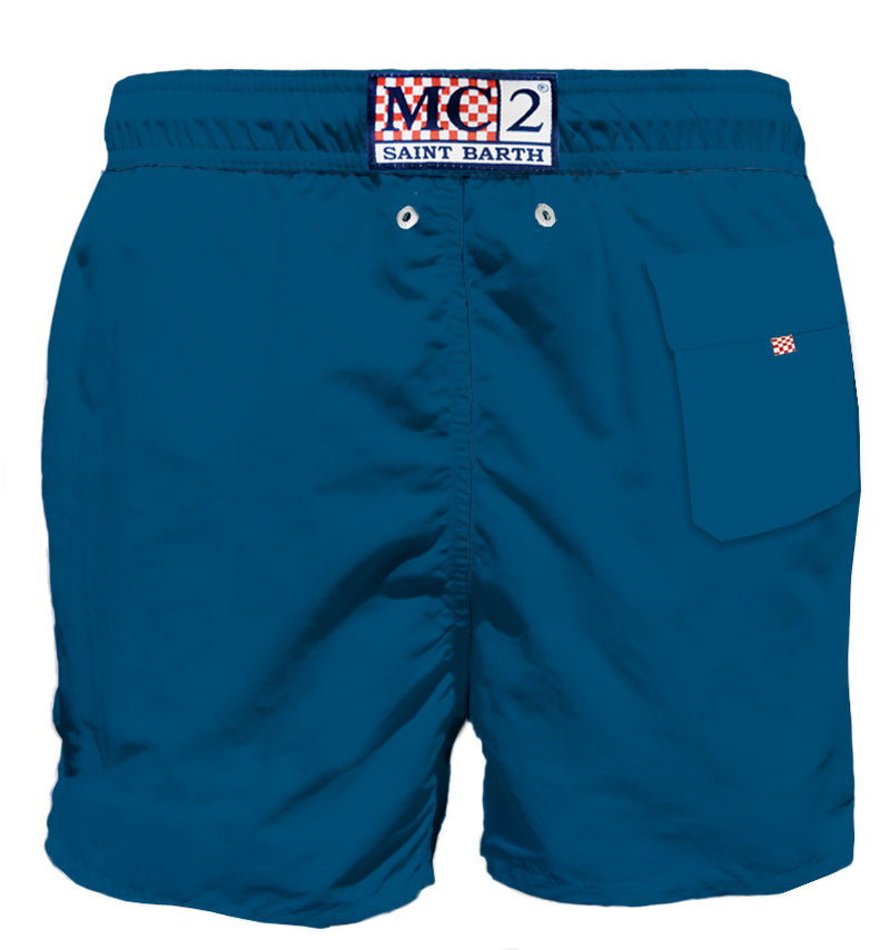 Blaue Herren-Badeshorts mit Tasche