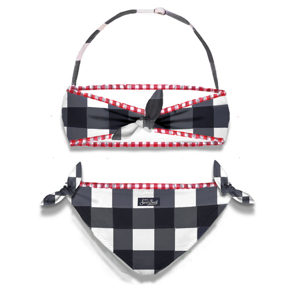 Bralette-Bikini für Mädchen mit Gingham-Print