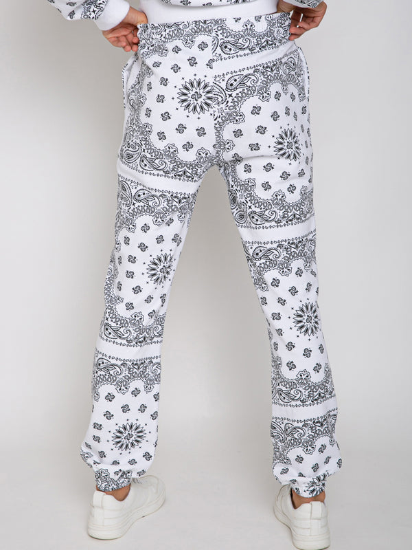 Cotton joggers with bandanna print