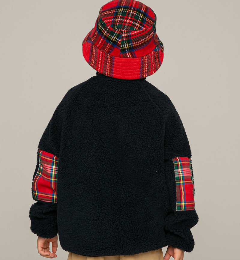 Kid sherpa jacket with pocket and St. Barth embroidery